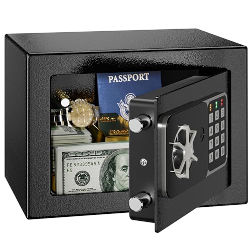KABISAFE 6.8L Digital Small Safe Box Mini Safes for Home Electronic Security Home Office Money Cash Safe Box With 2 keys Wall Safes - Black
