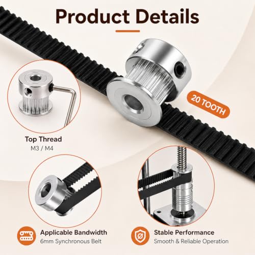 Image of Serplex 8pcs GT2 Timing Belt Pulley Kit Rubber Belt