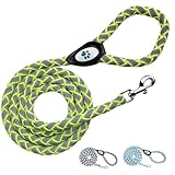SafetyPUP XD Reflective Dog Leash. Heavy Duty and Durable for Large and Medium Breeds. 6 Ft Long Rope, Tangle Free Braided Leash with Comfortable Handle (Neon Green)