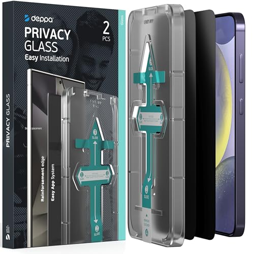 Deppa |2 pièces| Verre Trempé Anti Espion pour Samsung Galaxy S24/S25 (6,2') Compatible Empreinte Digitale ID [Couverture Complète] Avec Kit...