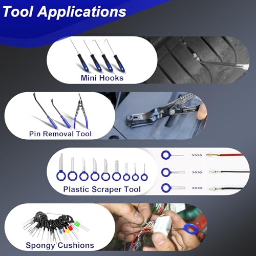 Image of Doaho 238Pcs Trim Removal Tool,Fastener Remover Plastic Pry Tool Kit,Adhesive Cable Clips Auto Push Pin Bumper Retainer Clip Set with Storage Bag for Panel,Radio,Stereo,Audio,Dash, Window