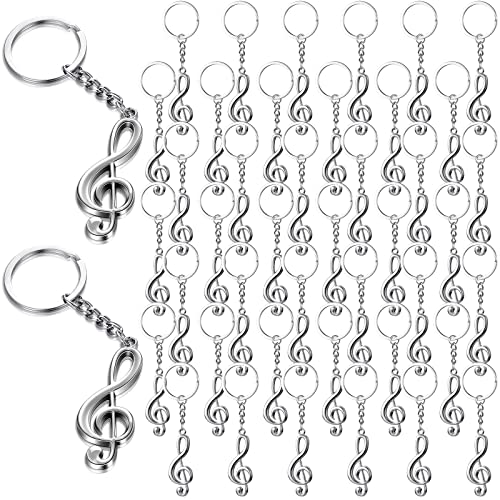 WILLBOND 48 Pcs Musical Note Key Chain Metal Keychain Small Music Pendant Sign Graduation 2023 Gifts Fist Day of School Gift Classroom Gift for Students Handbag Corporate Office Gifts Accessories