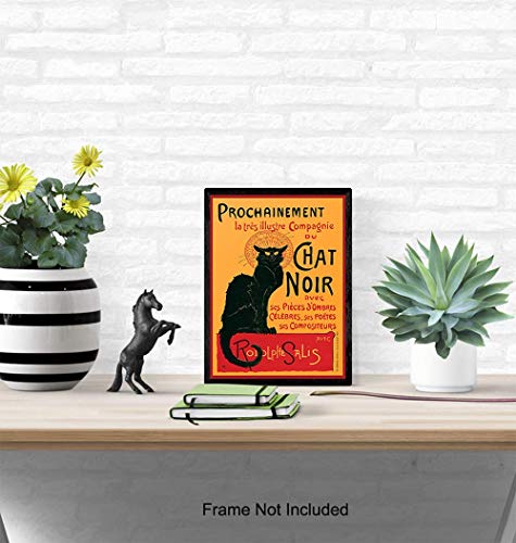 Le Chat Noir - The Black Cat - 8X10 Vintage French Poster Print - Steinlen Cats - Cat Wall Art - Cat Room Decor - Cat Lover Gifts For Women - Living Room Decor #TOP4