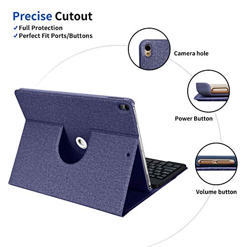 iPad Air 3 Keyboard Case for iPad Pro 10.5, iPad Air 3rd Generation 10.5 inch Case with Keyboard, Magnetic Detachable Bluetooth Keyboard, Lightweight Case, Auto Sleep Wake, Navy Blue