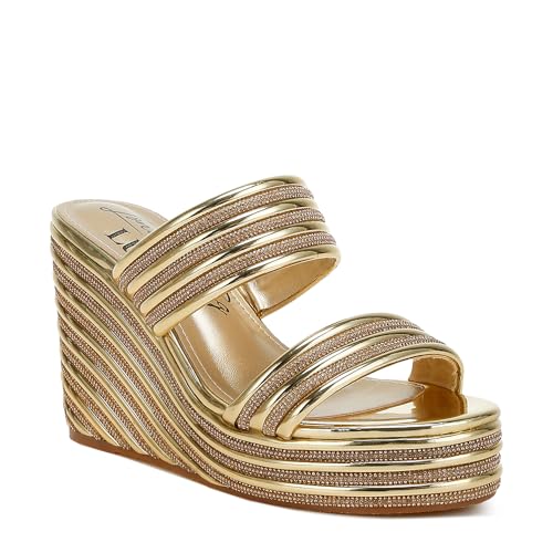 Image of London Rag Metallic Faux Leather Wedge Sandals