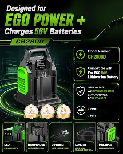 Image of Dual Replacement Battery Charger for EGO 56V Battery