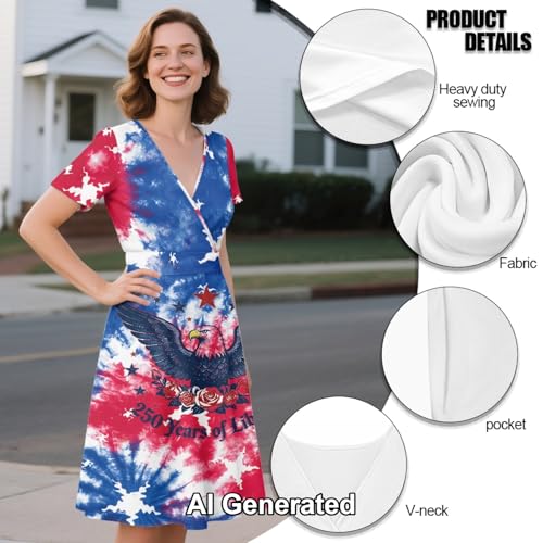 Image of Women's Summer Dresses Short Sleeve Formal Dresses with Pockets | Lightweight polyester fabric delivers cool airflow during hot summer outdoor activities