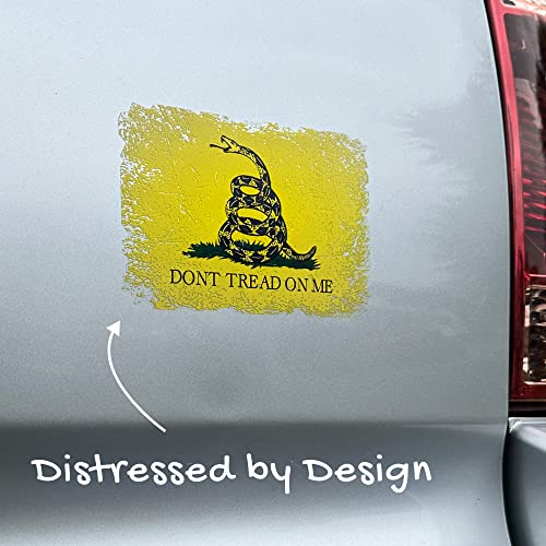 Stickios Dont Tread On Me Sticker - Gadsden Flag Stickers For Cars, Trucks & Windows - Patriotic American Flag Decal - Yellow Vinyl Rattlesnake Don't Tread On Me Decals For Vehicles (5.4X3.6" Large) #TOP2