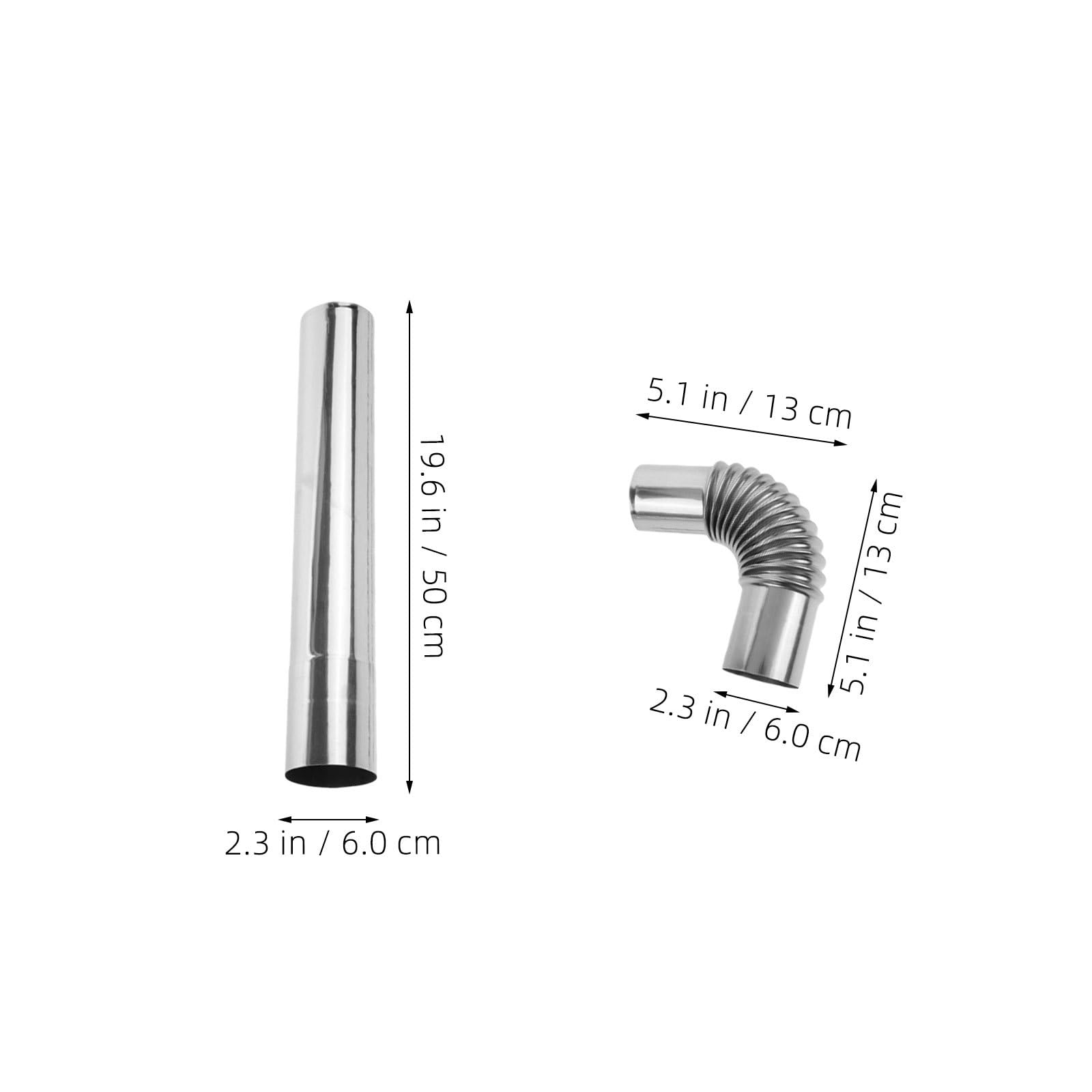 Tubo per Stufa Stufa in Acciaio Inox 4 Pezzi, Argento | Sistema di Canna Fumaria, Uso Interno e Campeggio, Resistenza All'ossidazione, Tenuta e Manutenzione Semplice