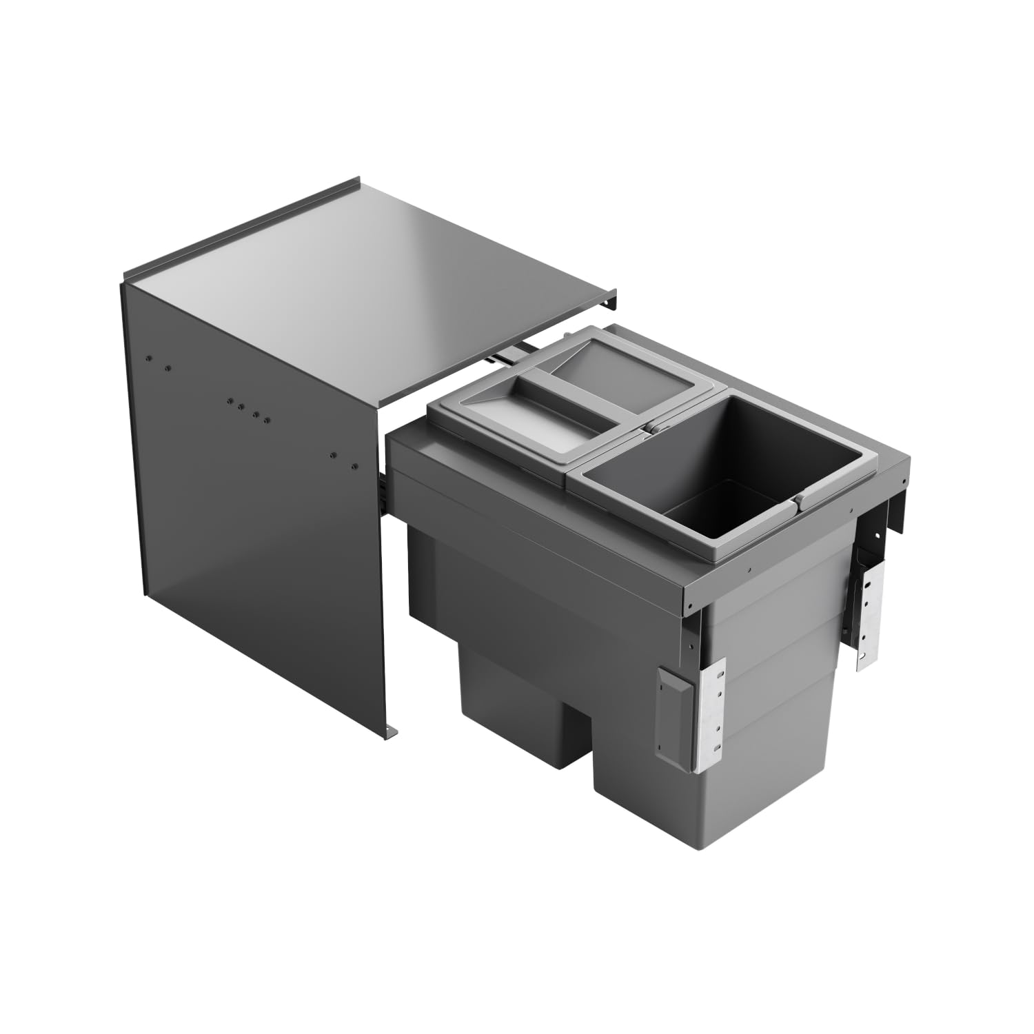 Hailo Abfallsammler 3608601 | Cargo Aqua Abfalltrennsystem für Spülenunterschrank | Trennung in 2x 13 Liter Inneneimer | außermittige Montagemöglichkeit | Dunkelgrau