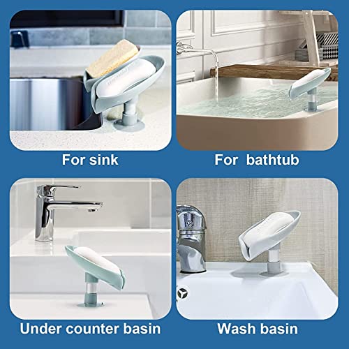 Image of Techno Vibes Solution Leaf-Shape Self Draining Soap Dish Holder Easy Clean Soap Dish for Shower with Suction Cup Creative soap Box, for Bathroom, Kitchen, Bathtub, Wash basins.(1 Pcs)