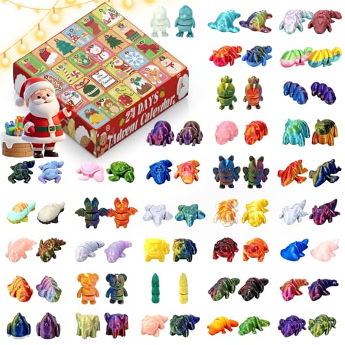 24PCS Mini 3D Printed Animals Mystery Pack, Easter Basket and