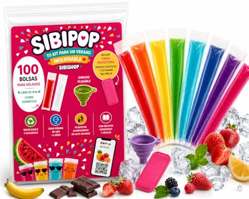 Moldes Para Helados Caseros. 100 Bolsas para Helados Polo Flash Reutilizables Caseros y Saludables Moldes Para Polos De Hielo Con Embudo Y Funda Protectora Bolsas De Polos Flash Para Congelar Sin Bpa