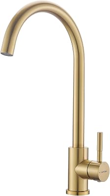 GRIFEMA G4008Y Irismart-Rubinetto da Cucina Alto, Miscelatore Monocomando per Lavello, Acciaio Inox, Oro [Exclusiva Amazon] [Esclusiva Amazon]