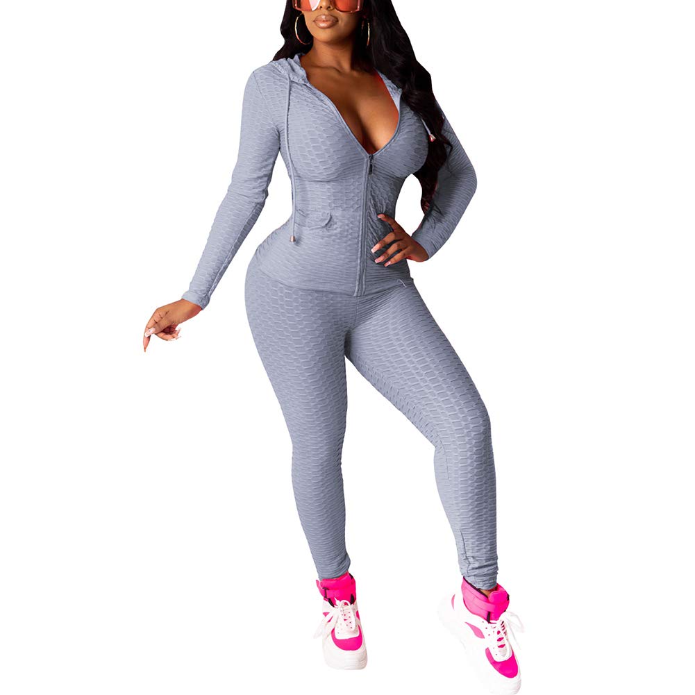 CQWL Womens 2 piece tracksuit set Casual Long Sleeve Zip Hoodie Sweatshirt and Skinny Long Pants Sweatsuits Jogging Suits