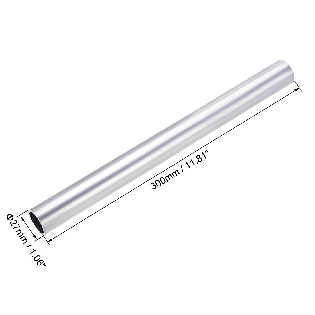 sourcing map Tube rond en aluminium 6063, 27mm OD 23mm ID 30cm de Longueur tube aluminium droit sans soudure 2 Pcs