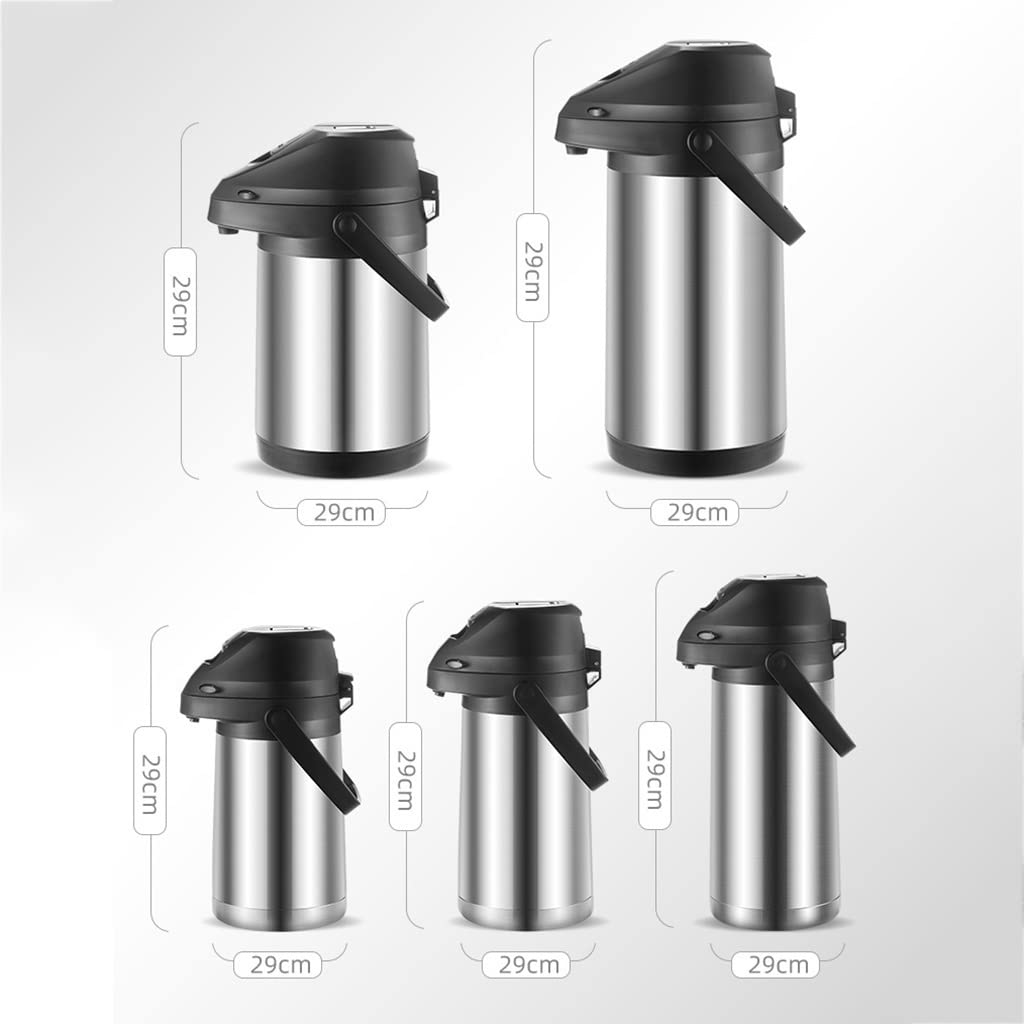 Café térmico Airpot Carafe, termos aislados con dispensador de Bebidas de Bomba, Aislamiento Caliente y frío de 24 Horas, urna de Acero Inoxidable para té, Agua, café, Bebidas heladas