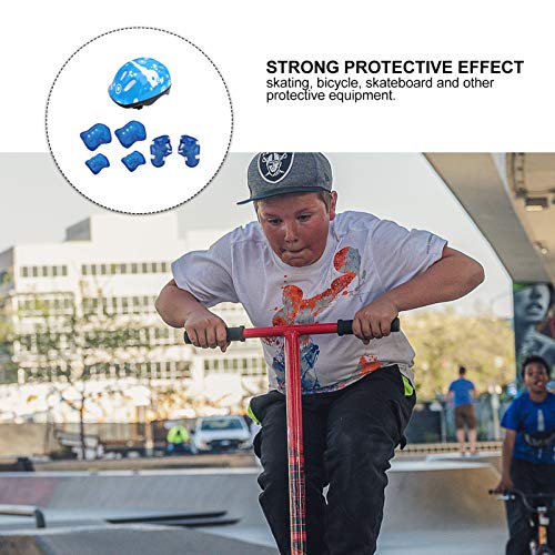 NUOBESTY Conjunto de 7 peças de capacetes de bicicleta para crianças, equipamentos esportivos, joelh