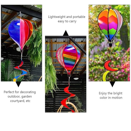 Moulin à vent montgolfière : lot de 3 décorations pour jardin et extérieur - 5