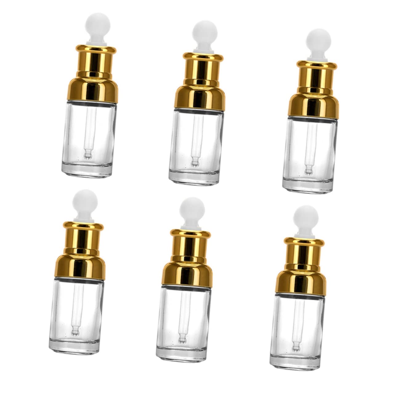 MUSISALY 6pcs Essential Oil Bottle Tiny Containers Glass Dispenser Glass Liquid Containers Aroma Refillable Bottle Mini Dropper Vials Empty Dropper Bottle Glass, Aluminum Cosmetic Bottled