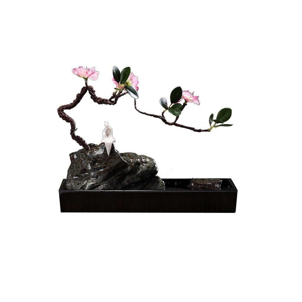 Fuente Decorativa de jardín, Fuente de Agua con Cascada, de cerámica, con Quemador de Incienso, Feng Shui Zen, decoración para salón, Dormitorio, Oficina