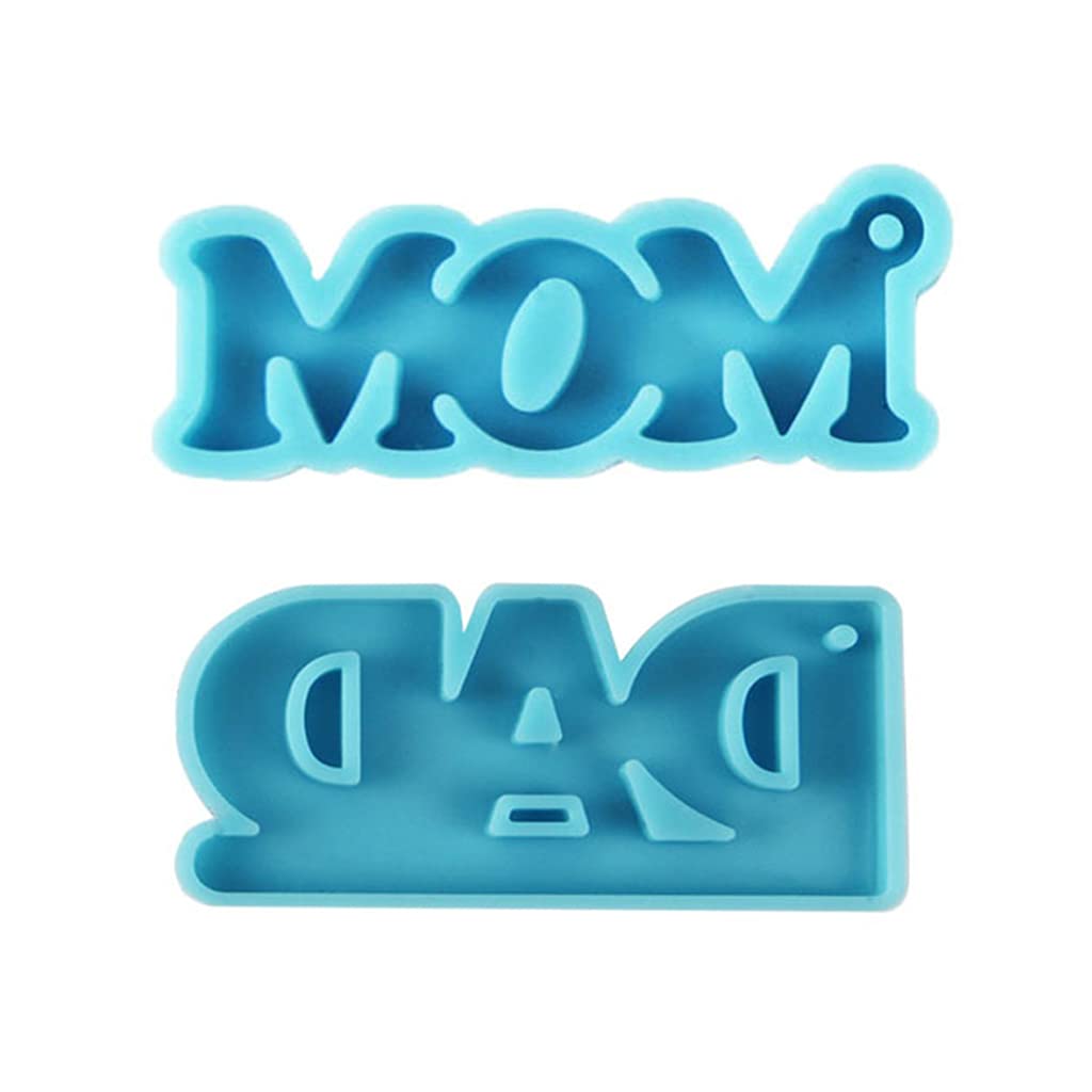 ZHOUYQX 2 Pieces DAD and MOM Keychain Epoxy Resin Mold Earrings Pendant Silicone Mould