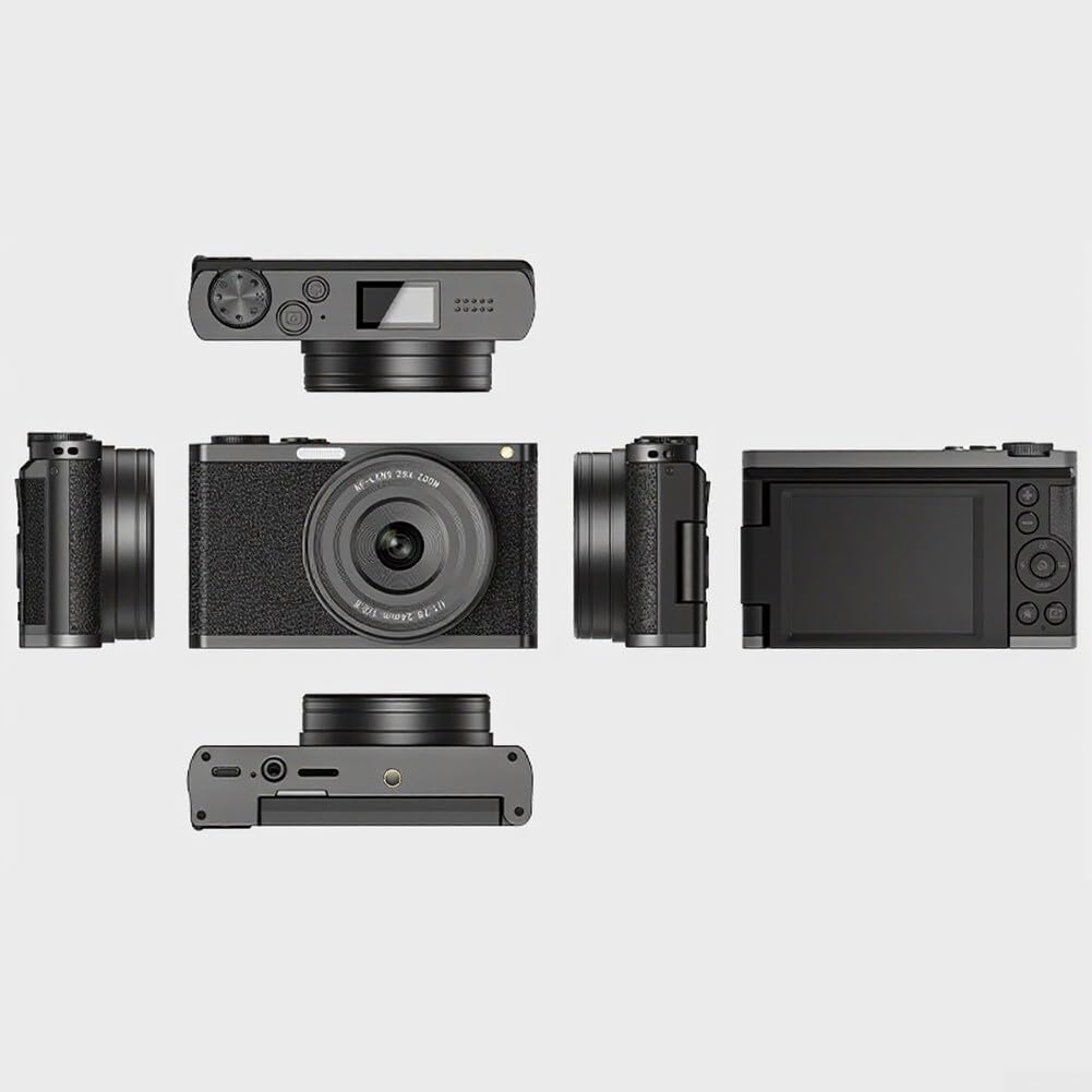 Fotocamera digitale da 68 MP 4K con zoom 28X e schermo flip a 180 gradi autofocus con messa a fuoco automatica per vlogging e riprese fotocamera compatta per fotografia di viaggio e