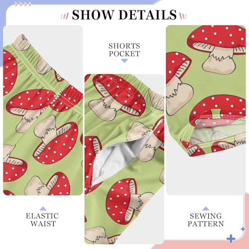 Red Mushrooms Boys Long Pants Soft Trousers Elastic Waist Kids Lounge Bottoms with Pockets S-XL4