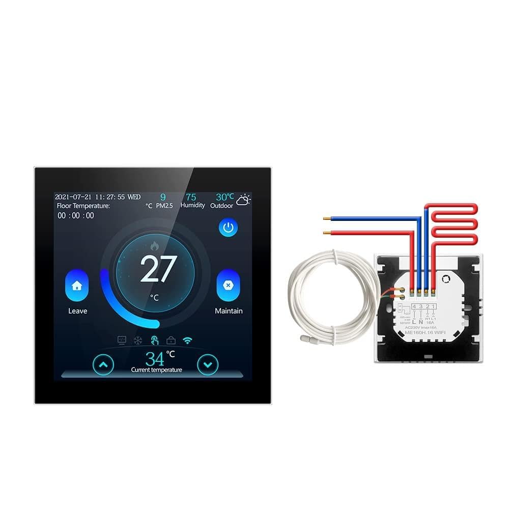 Czujnik termometru, Smart Floor Thermostat, Tuya Wi -Fi Electric/Water Ogrzewanie Kontroler temperatury, inteligentny dom bezprzewodowy(WiFi ElectricHeating)