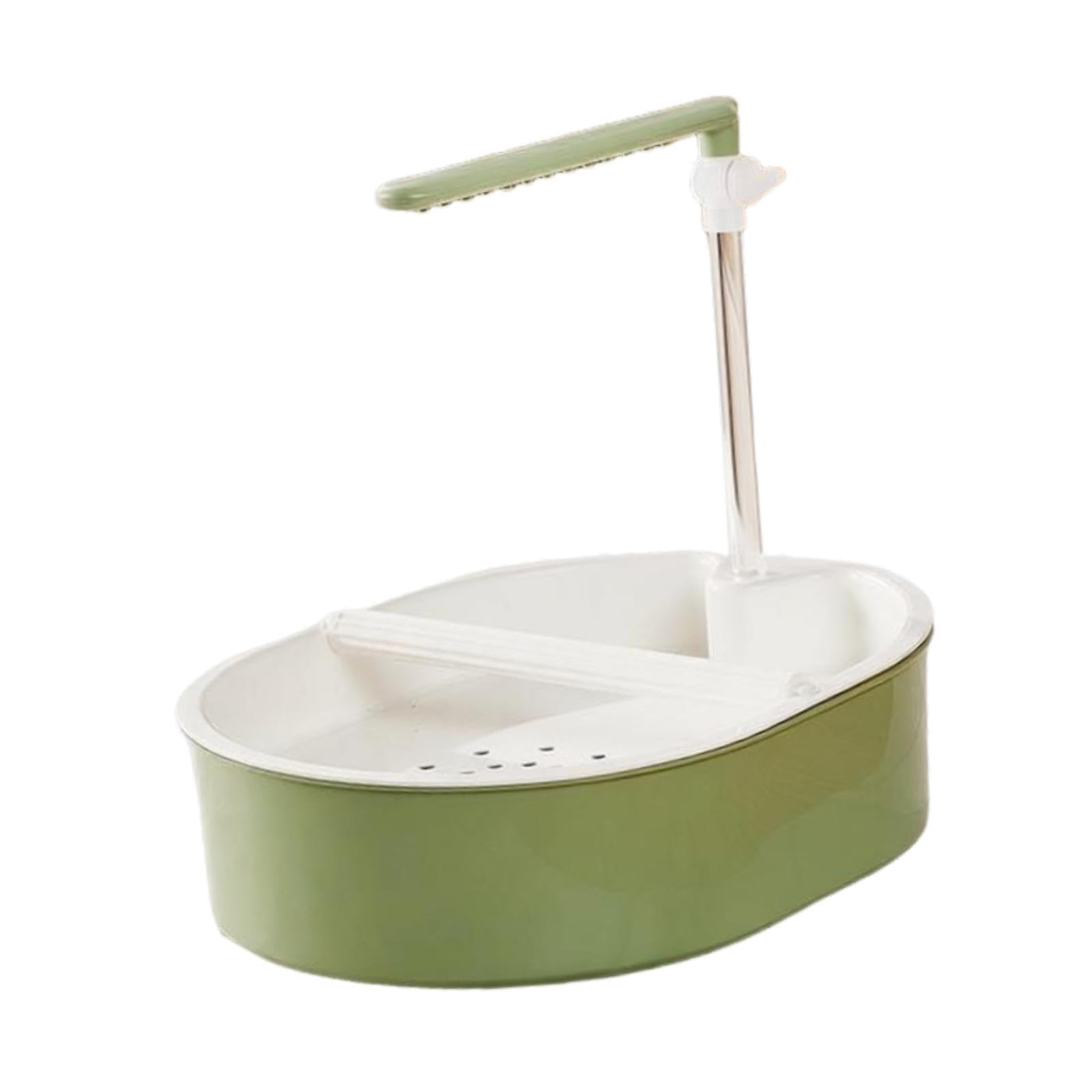 Papageienbadewanne Automatische Badebox für Papageien Zirkulierendes Badewasser mit Sitzstange Vogelzubehör Seichtes Badebecken Aus Stabilem PP für SI, Grüner Sprühkopf