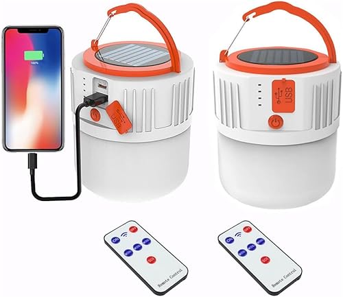 Linterna LED lámpara solar tienda de campaña luz 100W recargable 5000mah control remoto colgante lámpara eléctrica 5 modos de luz impermeable al