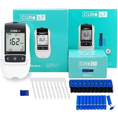 10 x Test Strips HOME Cholesterol Test Kit CUROfit L7 Professional Grade All in One Included 1 x Test Device, 10 x Test Strips, Lancets & EziTube Rod