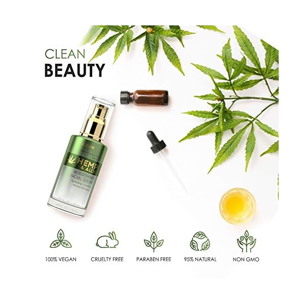 AZURE Hemp & Aloe Nourishing Facial Serum - Moisturizing, Calming & Revitalizing | Reduces Wrinkles, Fine Lines & Creases | Restores Dehydrated Skin | Made in Korea - 50mL / 1.69 fl.oz.