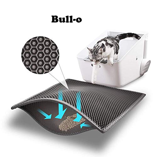 Bull-o Cat Litter Mat Litter Trapper Size 24” X 15”, Honeycomb Double-Layer Design Waterproof Urine Proof Material, 2-Layer Sifting Easy Clean Scatter Control