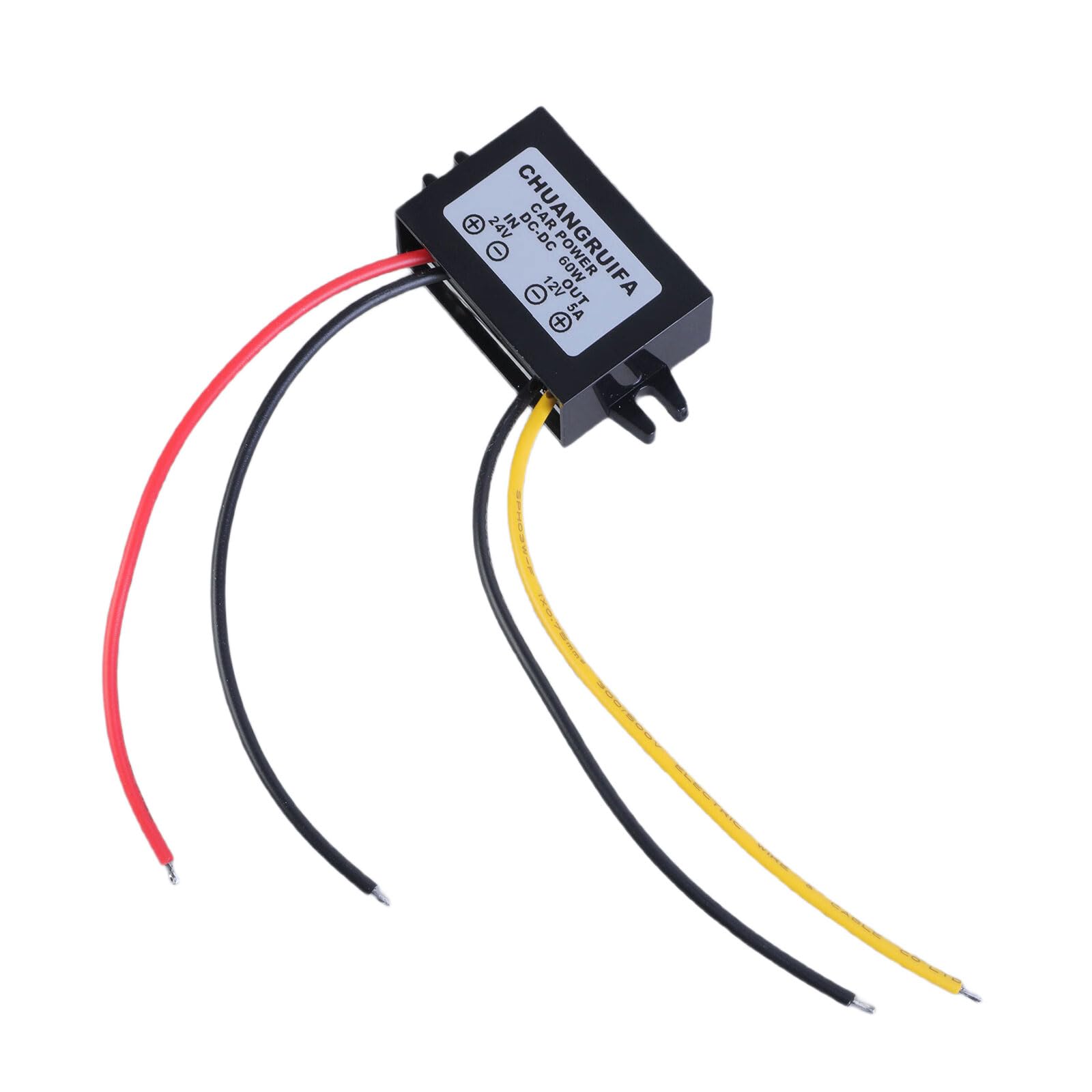 24V Input to 12V 5A Output 60W Power Adapter with IP68 Designing for Car LED Lights Car Recorders and Fans