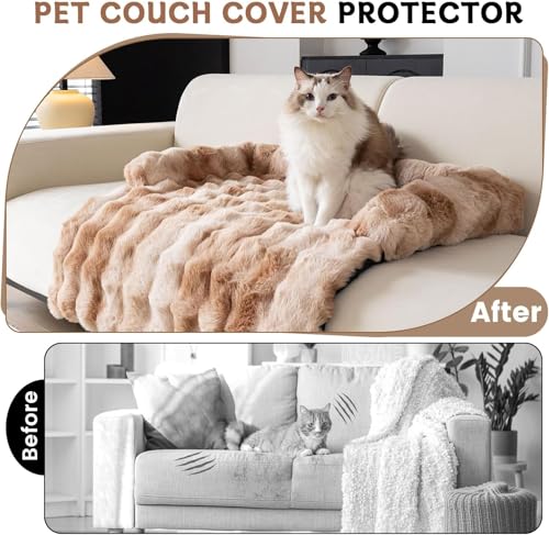 Dicker Kaninchen-Plüsch-Pet-Couch-Überzug für Sofa, Hundesofa-Bettenmatte, waschbare Plüsch-Couch-Abdeckung für Hund, Möbel-Schutz-Hundesofa-Matte für Hunde und Katzen, Flauschiges Hundecouch-Bett