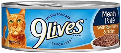 9Lives Meaty Paté With Real Turkey & Giblets Wet Cat Food, 5.5-Ounce Cans (Pack Of 24)