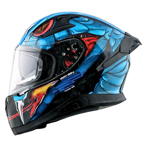 Image of Axor X Altor Apex Venomous Smart Helmet - Bluetooth, High-Impact, Scratch-Resistant Visor, Sensor- Black Blue, L