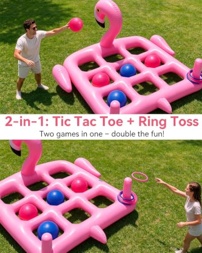 ๐๐๐๐ ๐๐๐ Utook Pool Party Toys Games Set -Giant Tic Tac Toe Yard Games- 2-in-1 Inflatable Games -Thickened Leak-Proof PVC, Outdoor Toys for Toddlers Kids Age 4+, Use in Pool Lawn Beach - image 2