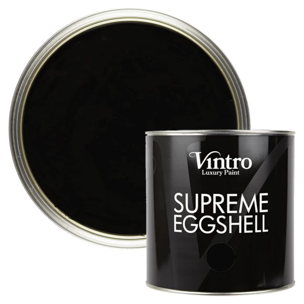 Vintro Paint Black Eggshell For Walls Wood Trim Satin Furniture Paint Interior & Exterior 2.5L (Victorian Black) from B&Q
