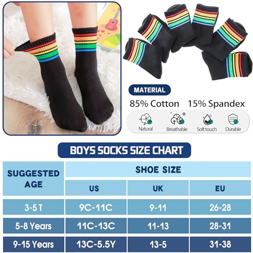 Image of Welwoos 6 Pairs Kids Boys Girls Socks Athletic Basketball Youth Sport Crew Cotton Breathable Soft Socks