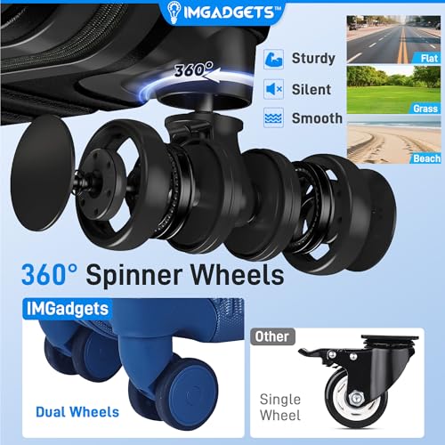 IMGadgets Luggage Set 3 Piece (20"/24"/28") with Air Tracker Tag | ABS Hard Shell Travel Suitcase Set | TSA Lock, 360° Spinner Wheels, Lightweight Durable Luggage for Airplane Trav image 6