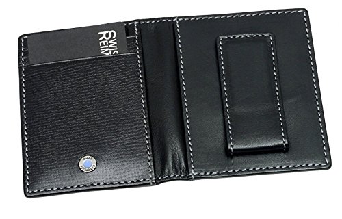 SWISS REIMAGINED Mens Genuine Leather Slim RFID Wallet with Magnetic Money Clip