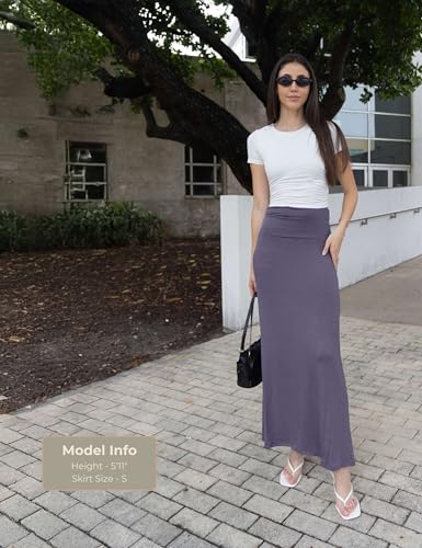Image of Popana Long Maxi Skirt for Women, Flowy Long Skirts for Women | High Waisted Soft Trendy Rayon, Sundress Convertible Skirt, Long Length Bodycon Maxi Skirt, Petite and Plus Size