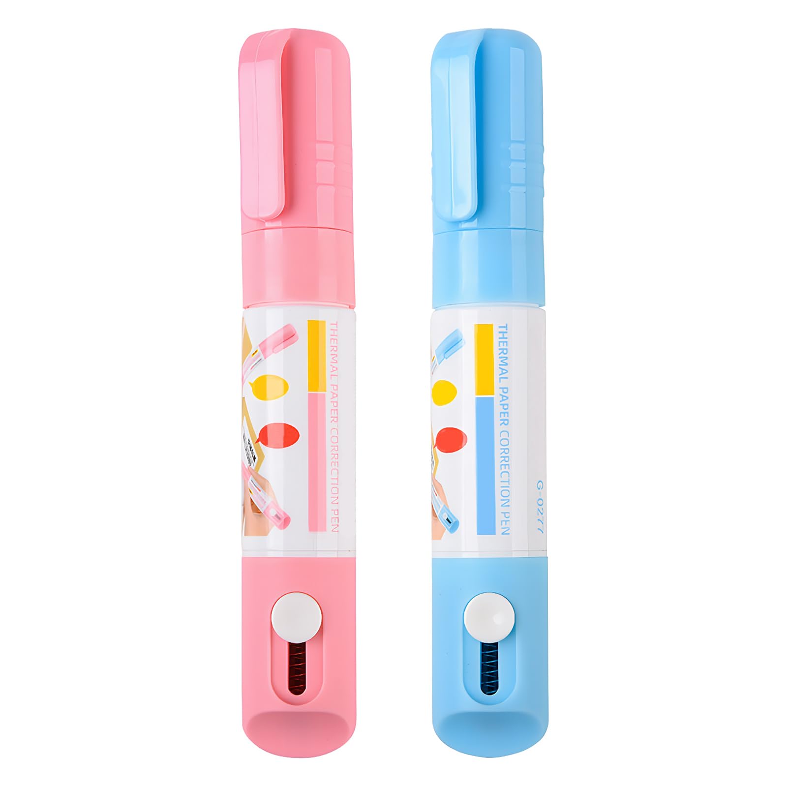 2Pcs Thermal Paper Eraser Pen, 2 in 1 Privacy Wipe Box Cutter for Documents, Parcel Labels, Packages, Privacy Protection (Blue & Pink)