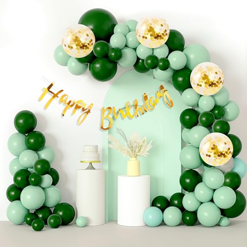 Image of Party Propz Birthday Decoration Items - 57 Pcs Green Theme Happy Birthday Decoration Kit, Birthday Decorations for Husband Wife | Green and Gold Balloons for Birthday Decorations for Boys Girls