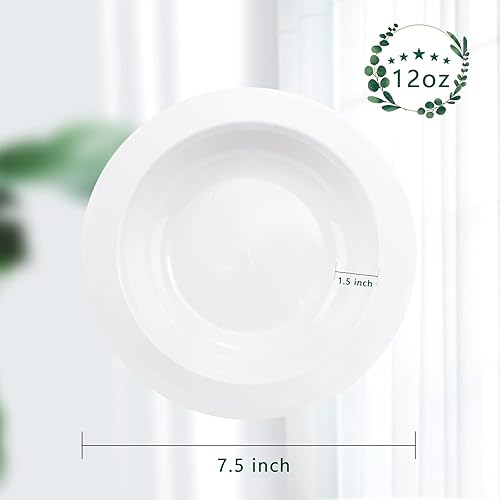 Miniatura 2 de WDF 60 cuencos de plástico blanco de 12 onzas, desechables, resistentes, de plástico, para bodas, fiestas, Día de la Independencia, Año Nuevo
