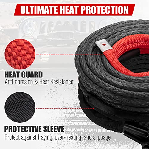 Fieryred Synthetic Winch Rope 3/8 Inch100Ft 23809Ibs Winch Line Cable Rope With Winch Hook Fairleads For 4Wd Off Road Vehicle Atv Utv Suv #TOP2
