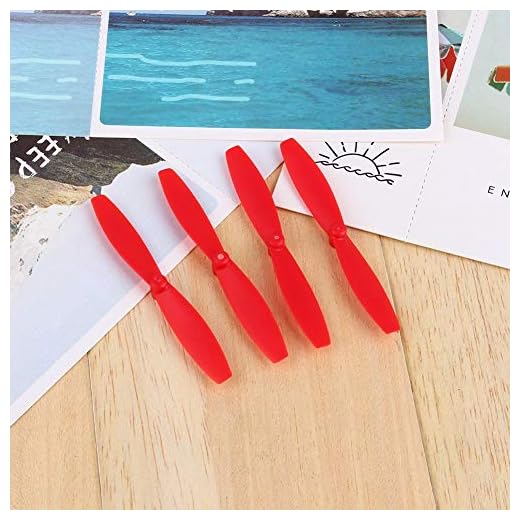 KIMISS Ensemble D'Hélices de Remplacement 4 Pièces Hélice de Remplacement Plastique Rouge 4 Pièces Hélices Accessoires Lames de Remplacement pour Perroquet Minidrones Araignée Roulante