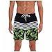 MEITING Pantalones De Playa Verano para Hombre con Rayas Negras En Camuflaje Estampado,Hombres Cortos Bermudas Bolsillos Solapa EjéRcito Trabajo del Basculador,Verde Menta,3XL